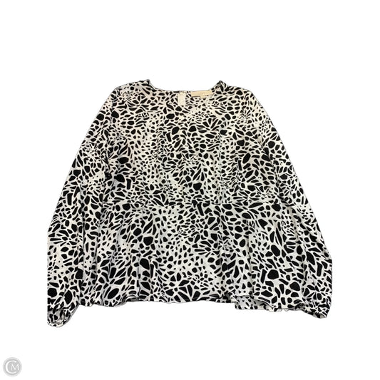 Top Long Sleeve By Loft In Black & White, Size: 6