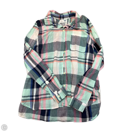 Top Long Sleeve By Old Navy In Green & Grey, Size: L