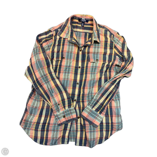 Top Long Sleeve By Chaps In Blue & Pink, Size: L