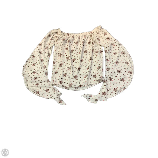 Top Long Sleeve By Ultra Flirt In Pink & White, Size: M