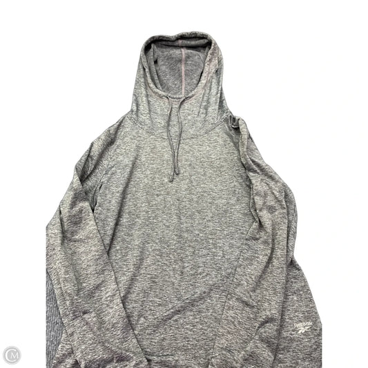 Athletic Sweatshirt Hoodie By Reebok In Grey, Size: L
