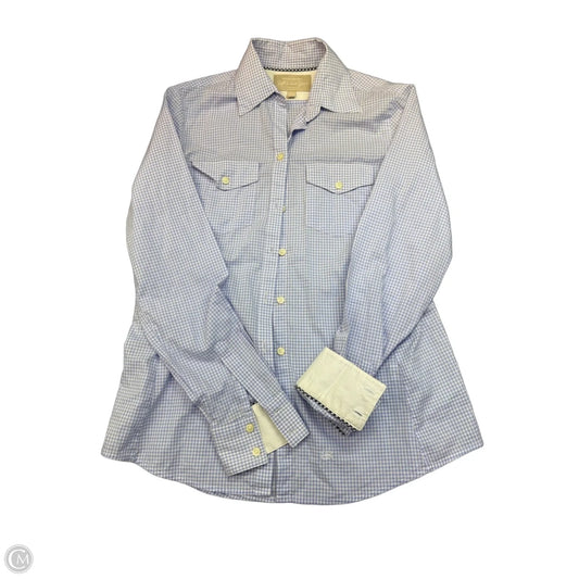 Top Long Sleeve By Banana Republic In Blue & White, Size: Xs