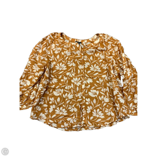 Top Long Sleeve By Ann Taylor In Orange & White, Size: Xlp