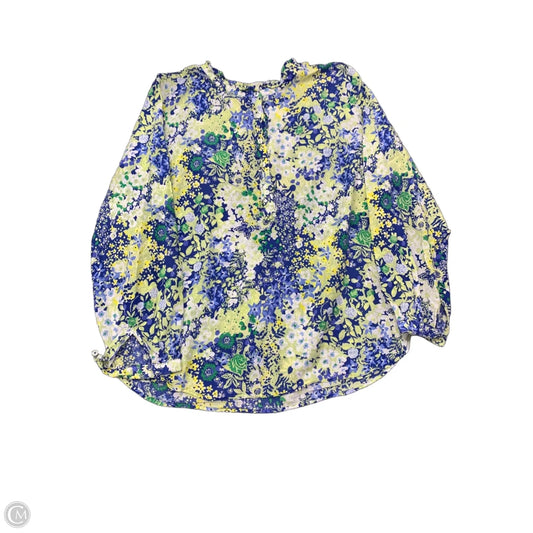 Top Long Sleeve By Talbots In Blue & Yellow, Size: Xl