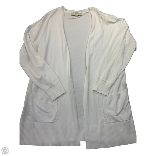 Sweater Cardigan By Loft In White, Size: L