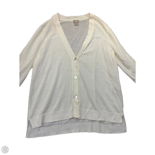 Sweater Cardigan By Chicos In White, Size: L