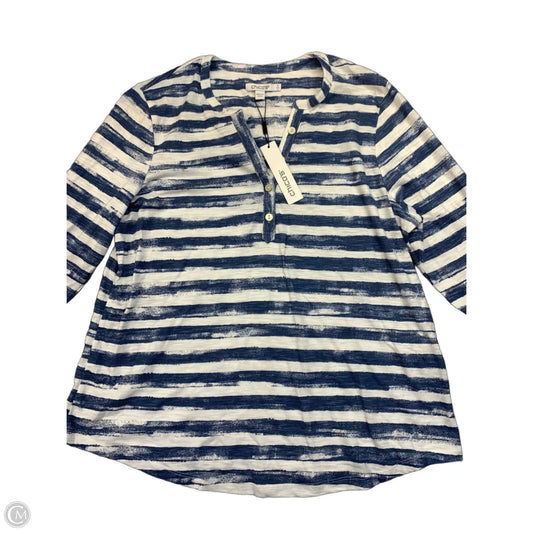 Top Long Sleeve By Chicos In Blue & White, Size: L