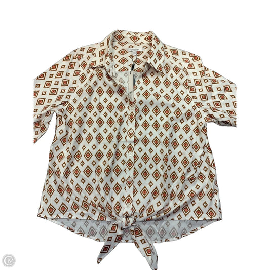 Top 3/4 Sleeve By Chicos In Brown & White, Size: 10