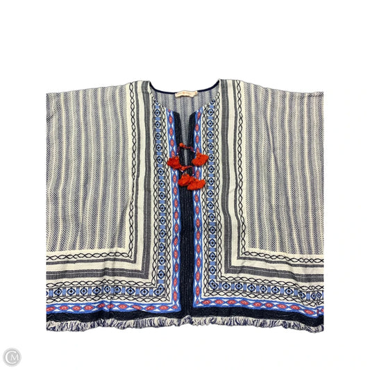 Poncho Designer By Tory Burch In Blue & White, Size: Xs