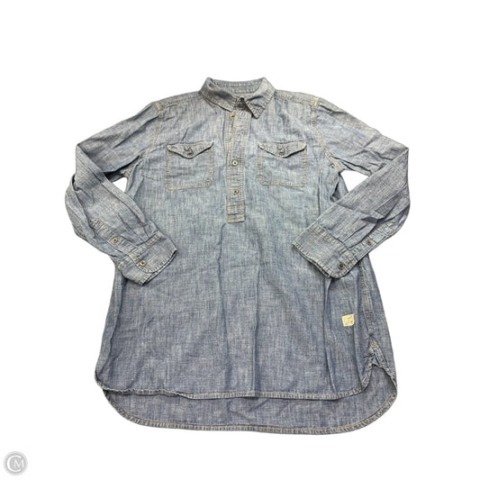 Top Long Sleeve By Lauren By Ralph Lauren In Blue Denim, Size: L
