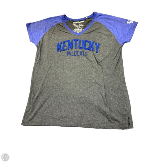 Top Short Sleeve By Pressbox In Blue & Grey, Size: L