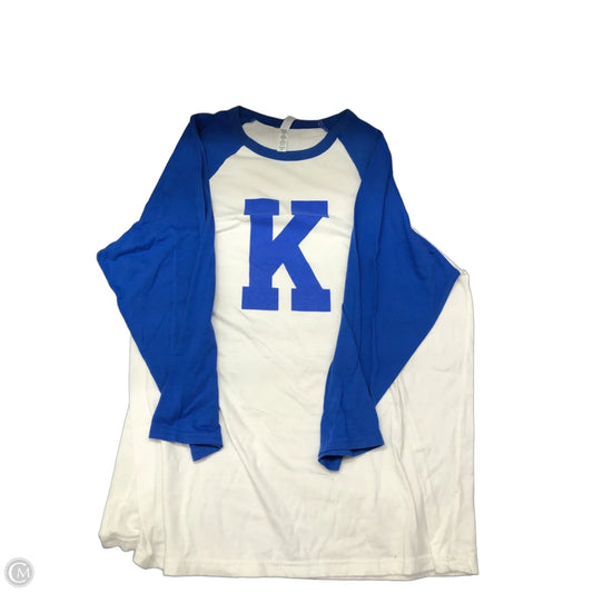 Top 3/4 Sleeve By Canvas In Blue & White, Size: Xl