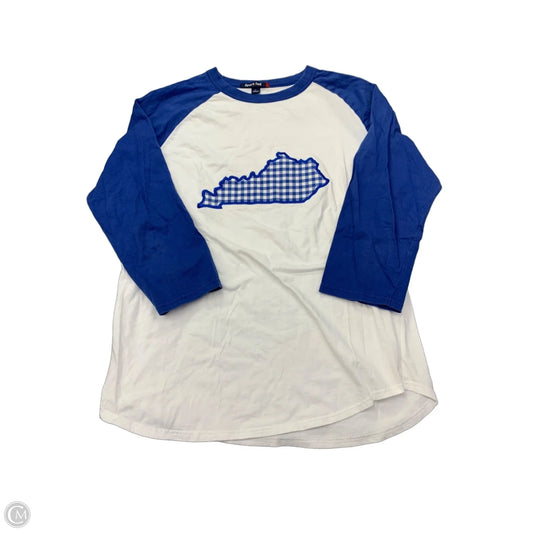 Top Long Sleeve By Clothes Mentor In Blue & White, Size: L