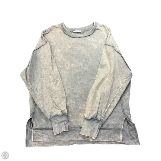 Sweatshirt Crewneck By Zenana In Cream & Grey, Size: L