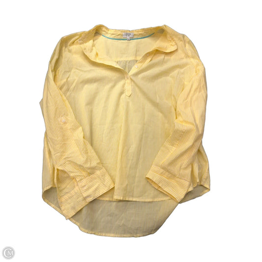 Blouse Long Sleeve By Crown And Ivy In White & Yellow, Size: Xxl