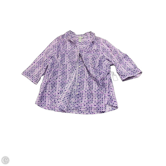 Top Long Sleeve By Catherines In Purple & White, Size: 2x