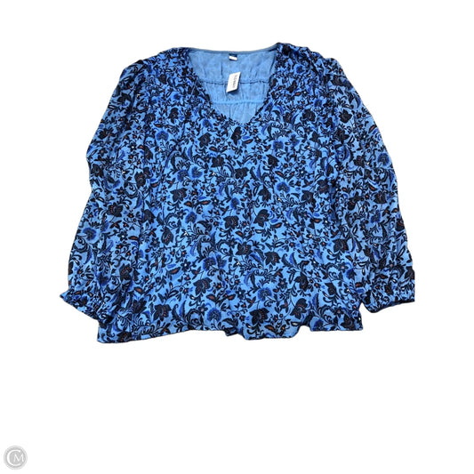 Blouse Long Sleeve By Old Navy In Blue, Size: Xxl