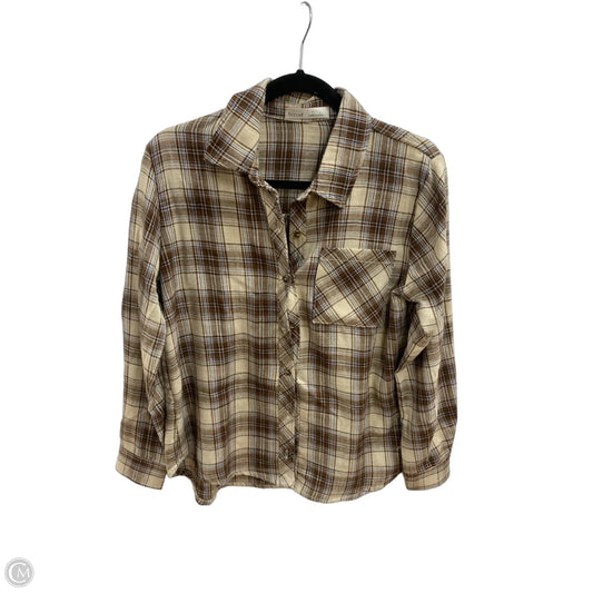 Top Long Sleeve By Be Cool In Brown & Cream, Size: S