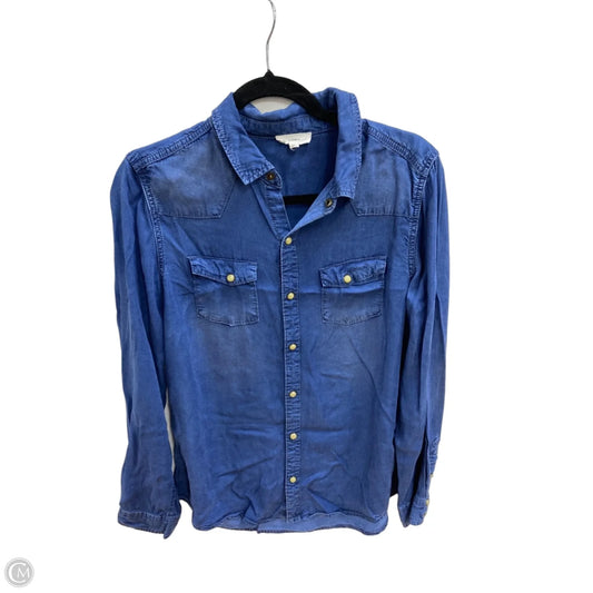 Top Long Sleeve By A Loves A In Blue Denim, Size: M