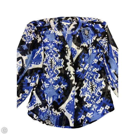 Blouse Long Sleeve By Chicos In Black & Blue, Size: 12