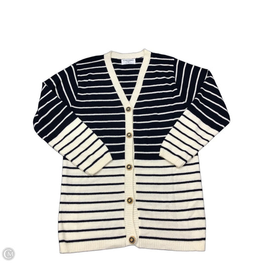 Sweater Cardigan By Alfred Dunner In Blue & White, Size: M