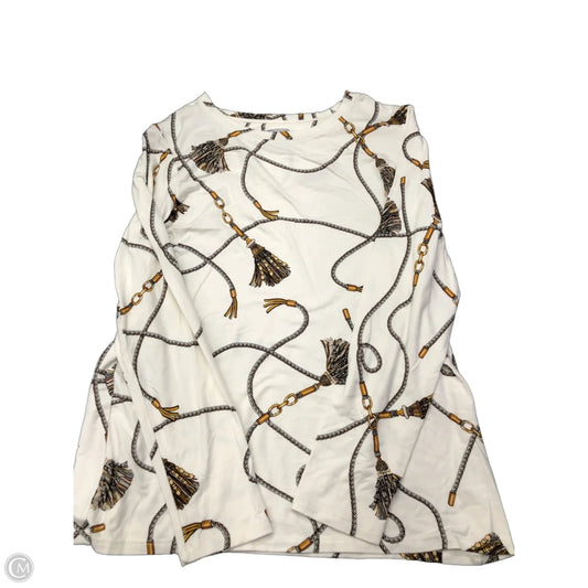 Top Long Sleeve By Chicos In Gold & White, Size: M