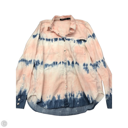 Top Long Sleeve By Calvin Klein In Blue & Pink, Size: S