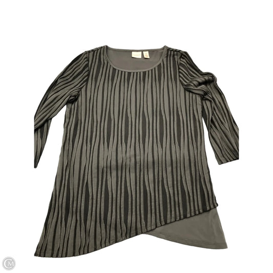 Blouse Long Sleeve By Easywear By Chicos In Grey, Size: S