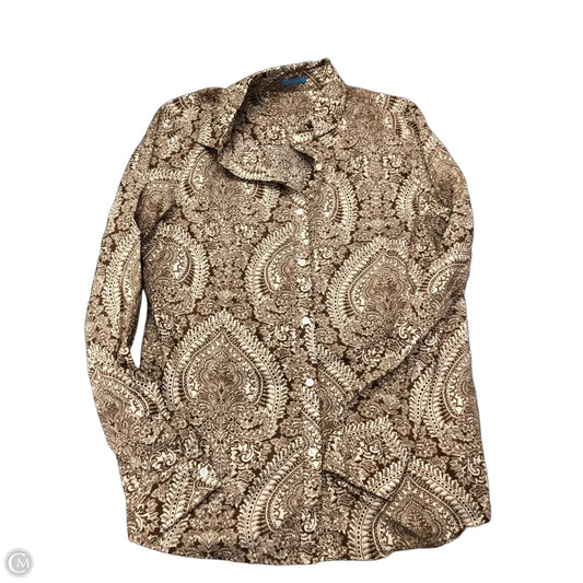 Top Long Sleeve By J Mclaughlin In Brown & White, Size: M