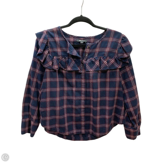 Top Long Sleeve By Madewell In Plaid Pattern, Size: S