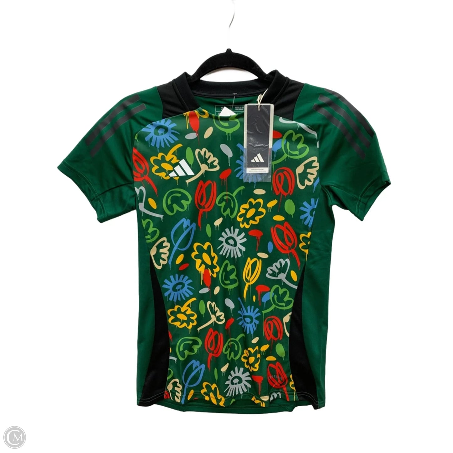 Athletic Top Short Sleeve By Adidas In Green, Size: Xs