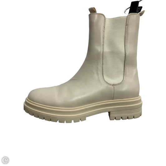 Boots Ankle Heels By Clothes Mentor In Cream, Size: 8.5