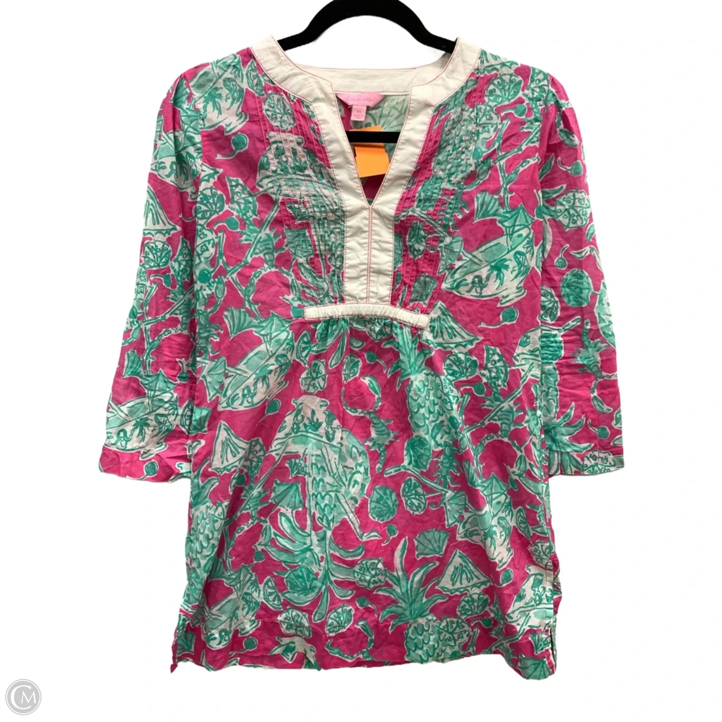 Blouse Designer By Lilly Pulitzer In Blue & Pink, Size: Xs