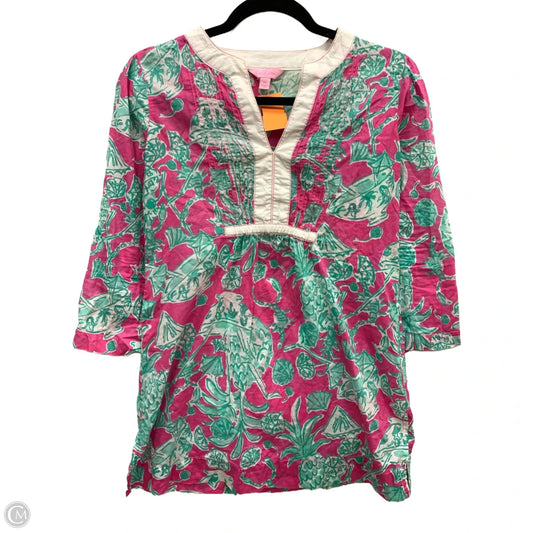 Blouse Designer By Lilly Pulitzer In Blue & Pink, Size: Xs