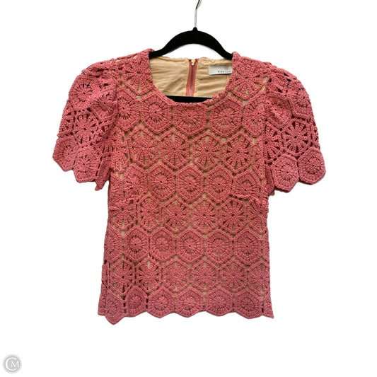 Blouse Short Sleeve By Adelyn Rae In Pink, Size: Xs