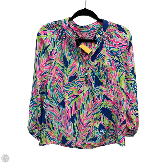 Blouse Designer By Lilly Pulitzer In Blue & Pink, Size: Xs