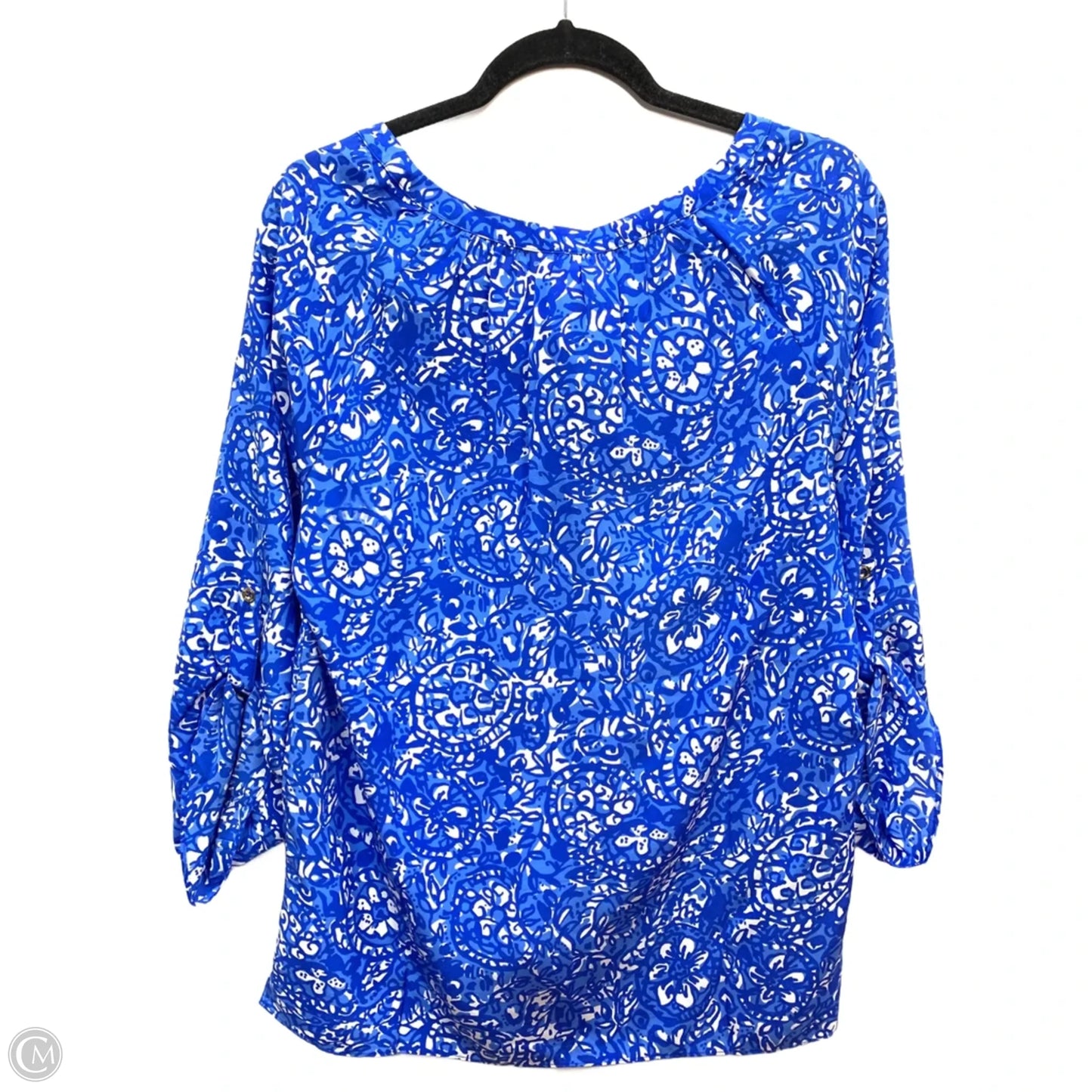 Blouse Designer By Lilly Pulitzer In Blue & White, Size: M