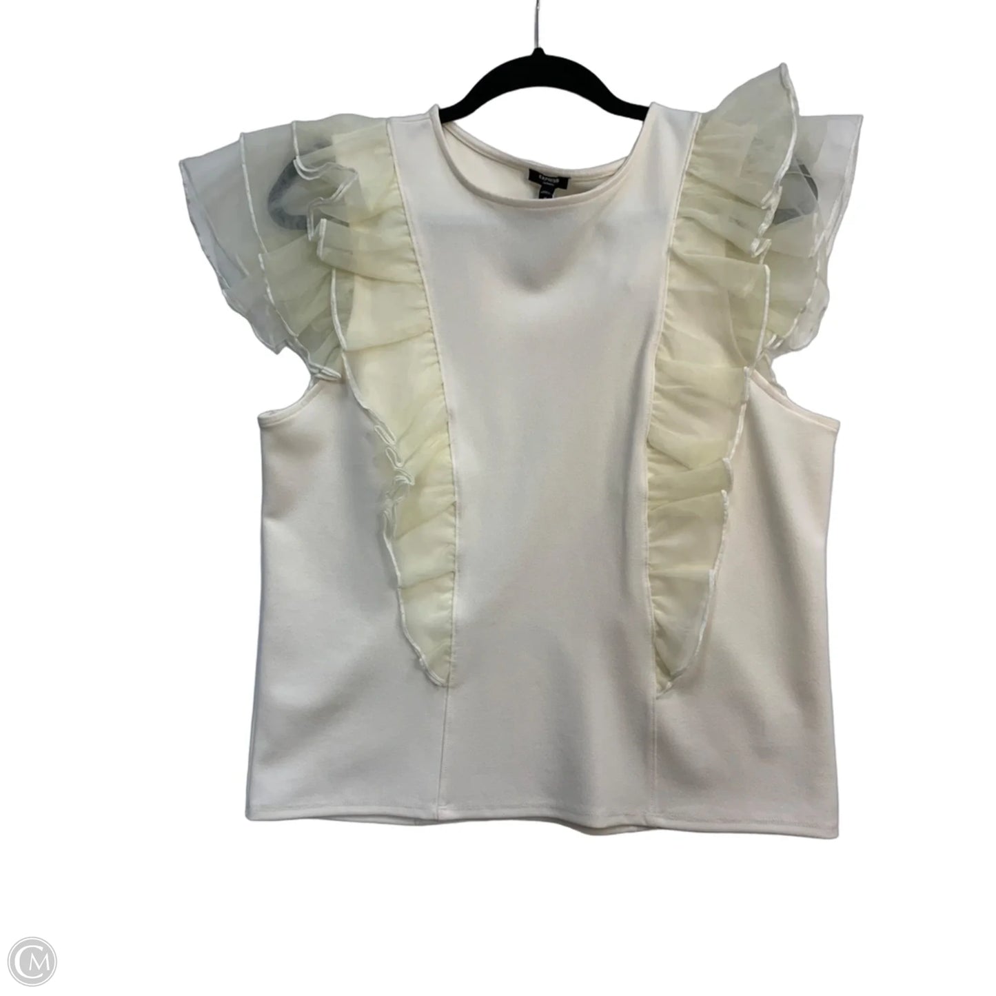 Top Short Sleeve By Express In Cream, Size: M