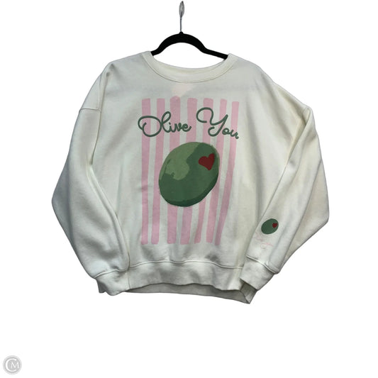 Sweatshirt Crewneck By Clothes Mentor In Cream, Size: M