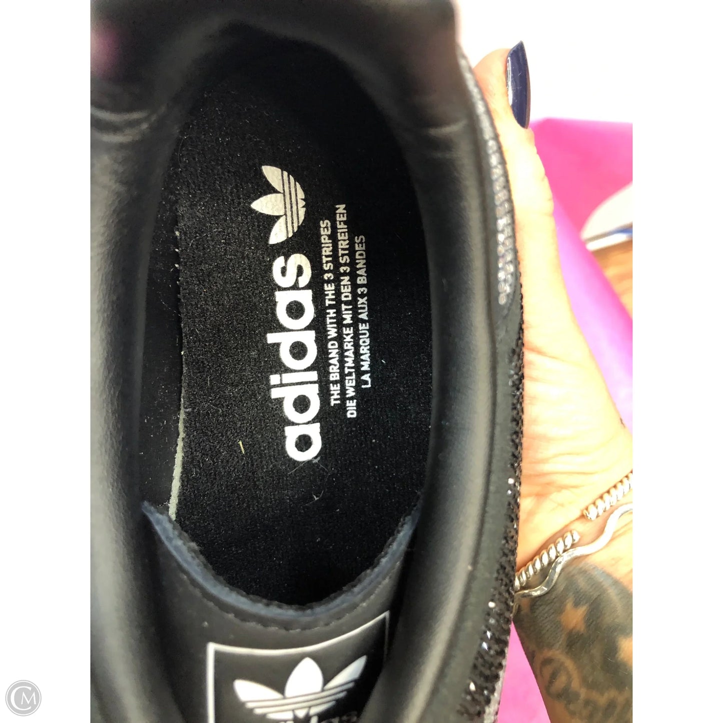 Shoes Sneakers By Adidas In Black & Silver, Size: 8.5