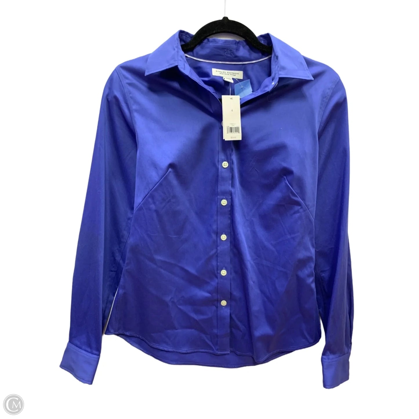 Top Long Sleeve By Banana Republic In Blue, Size: 4