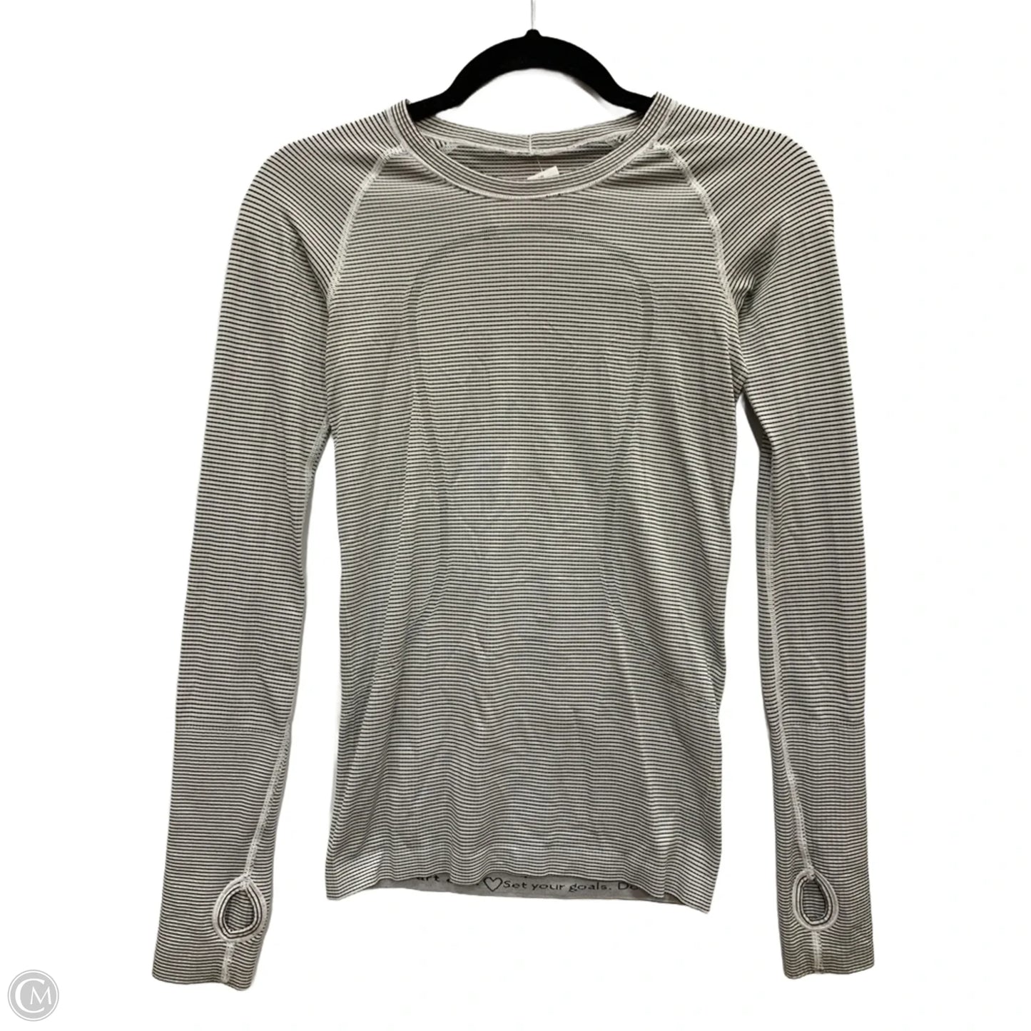 Athletic Top Long Sleeve Crewneck By Lululemon In Black & White, Size: S