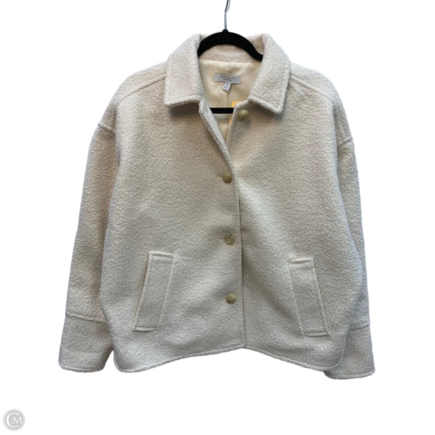 Coat Faux Fur & Sherpa By Ann Taylor In Cream, Size: M