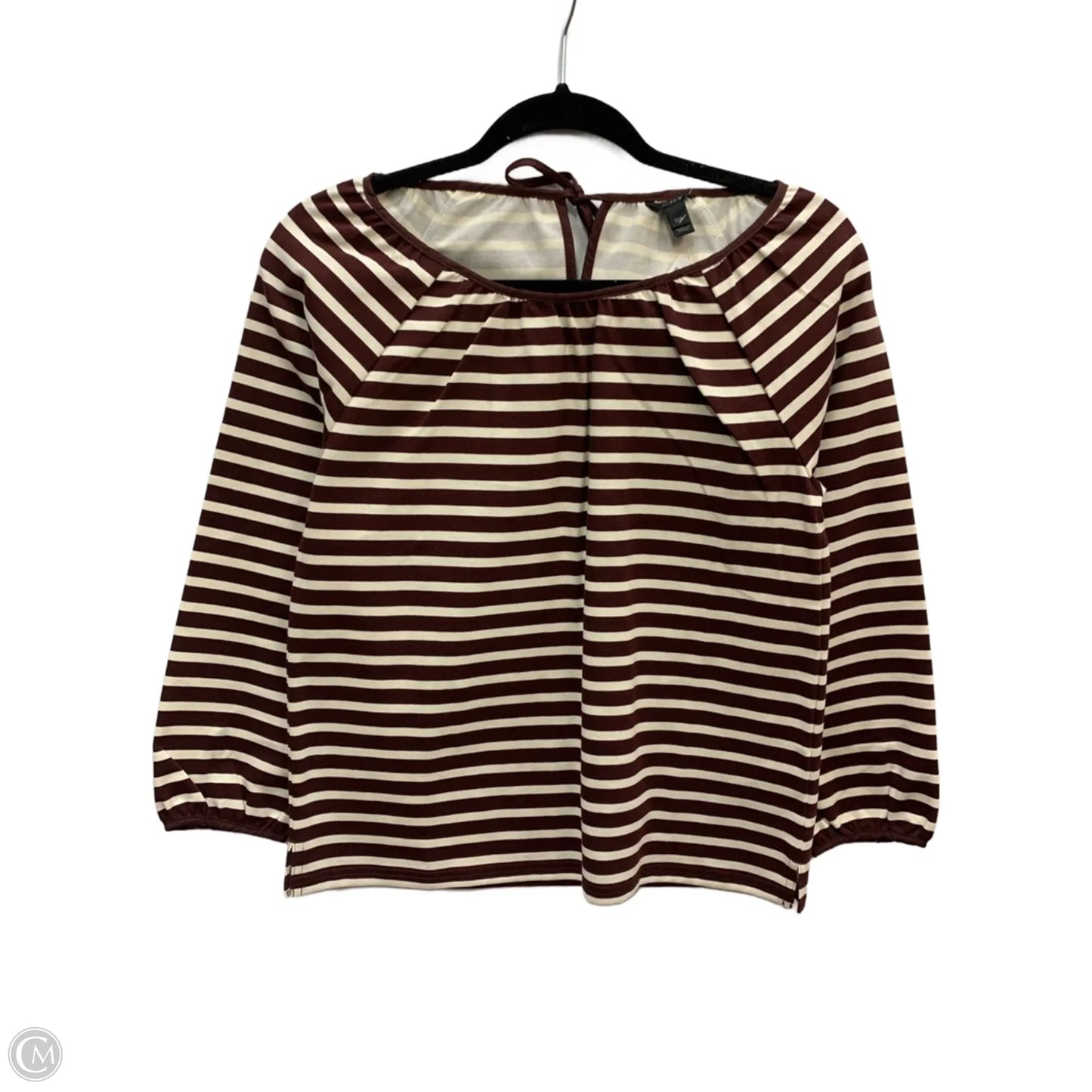 Top Long Sleeve By J. Crew In Brown & Cream, Size: Xxs
