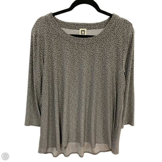 Top Long Sleeve By Anne Klein In Grey & White, Size: Xl