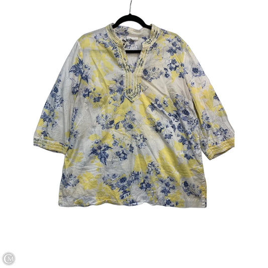 Blouse Long Sleeve By Charter Club In Floral Print, Size: Xl