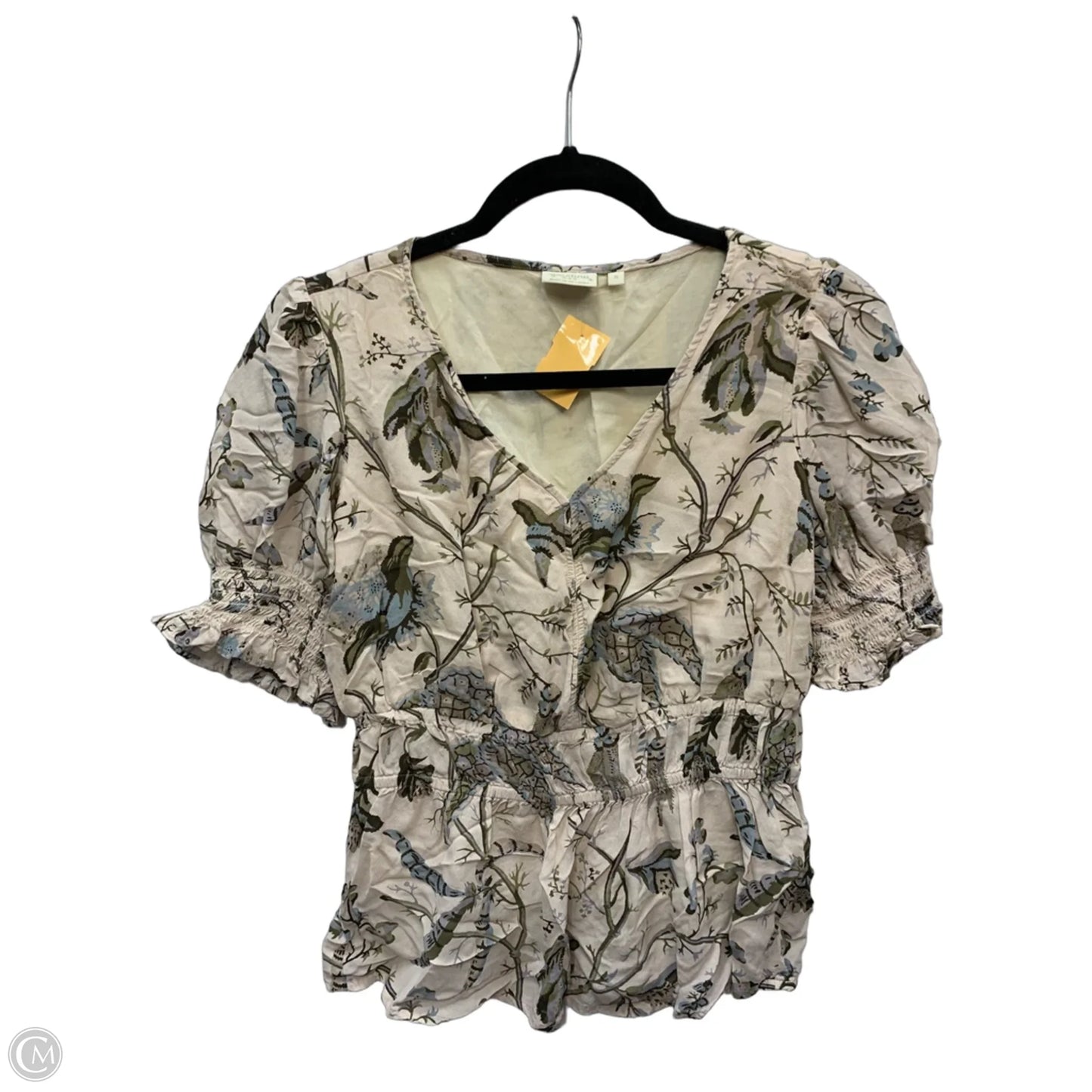 Blouse Short Sleeve By Spartina In Tan, Size: S