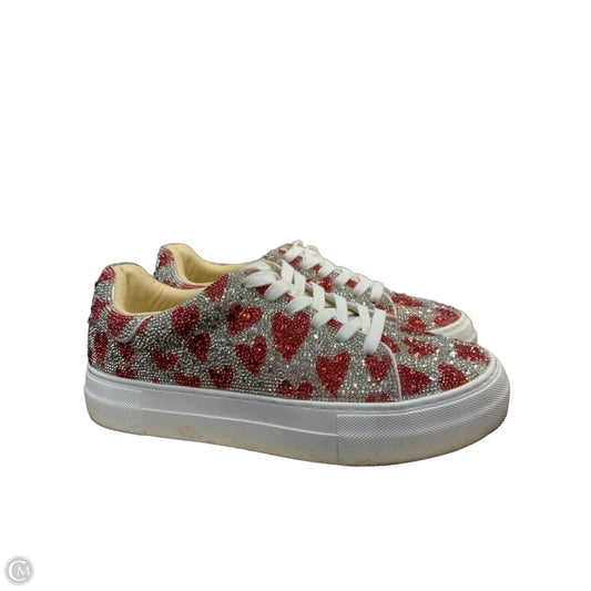 Shoes Sneakers By Betsey Johnson In Red & Silver, Size: 8.5