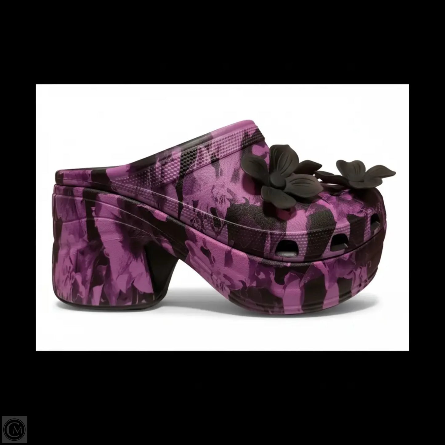 Sandals Heels Platform By Crocs In Black & Purple, Size: 9