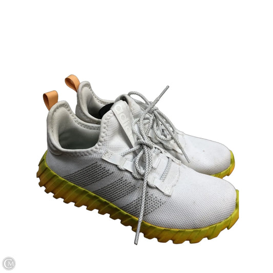 Shoes Athletic By Adidas In White & Yellow, Size: 6